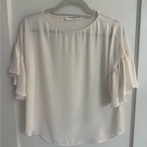 Amanda Uprichard Ivory Ruffle Sleeve Blouse